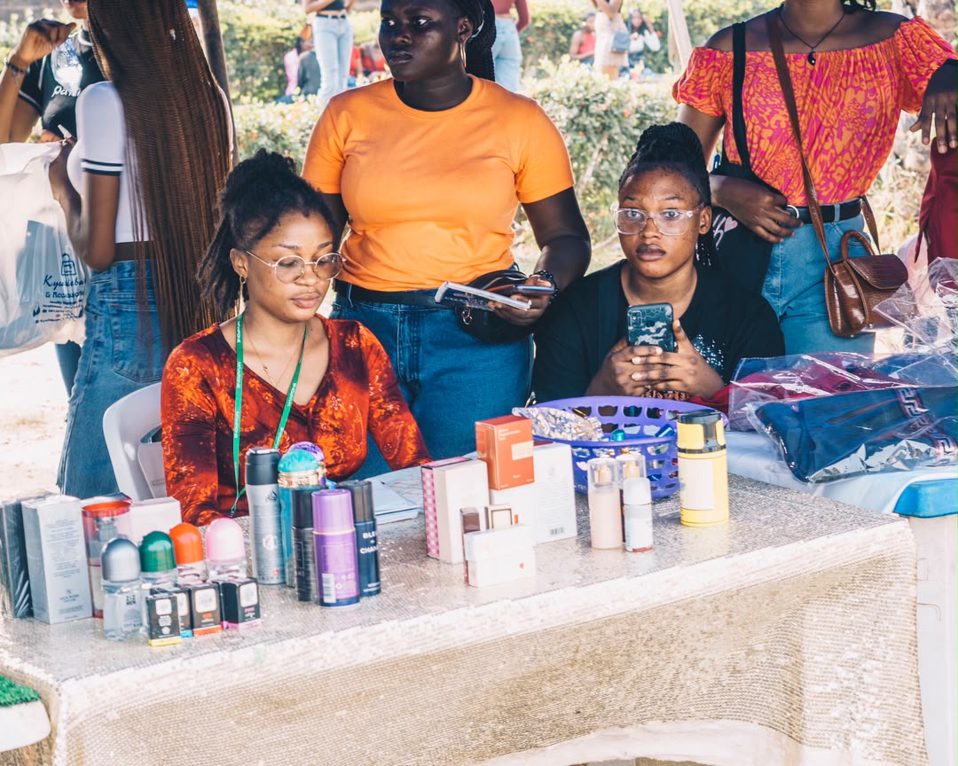 Vendors and skincare products at a market stall at the first MedFest